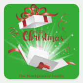 Stijlvolle Chic Merry Christmas Groen en Rood Vierkante Sticker (Voorkant)