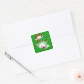 Stijlvolle Chic Merry Christmas Groen en Rood Vierkante Sticker (Envelop)