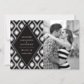 Stijlvolle Chic Mod Diamond Ikat Foto slaat de dat Magnetische Uitnodiging (Voorkant)