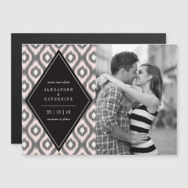 Stijlvolle Chic Mod Diamond Ikat Foto slaat de dat Magnetische Uitnodiging