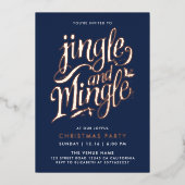 Stijlvolle Chic Navy Blauwe Zakelijke Kerst Script Folie Uitnodiging (Voorkant)