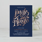 Stijlvolle Chic Navy Blauwe Zakelijke Kerst Script Folie Uitnodiging (Staand Voorkant)