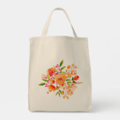 Stijlvolle chic oranje waterverf bloemstuk geperso tote bag (Achterkant)