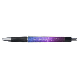 stijlvolle chic paarse glitters aangepaste naam pen