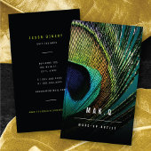 Stijlvolle Chic Peacock Feather Photo make-up Arti Visitekaartje