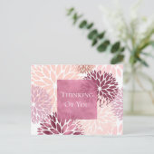 Stijlvolle Chic Pink Bloemen Denken aan jou Briefkaart (Staand voorkant)