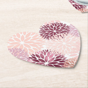 Stijlvolle Chic Pink Bourgondische bloemen Kartonnen Onderzetters