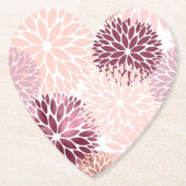 Stijlvolle Chic Pink Bourgondische bloemen Kartonnen Onderzetters (Voorkant)
