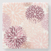 Stijlvolle Chic Pink Bourgondische bloemen Stenen Onderzetter (Voorkant)