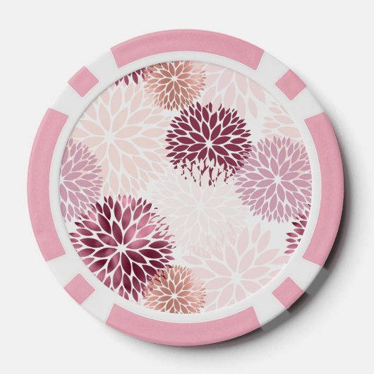 Stijlvolle Chic Pink Floral Poker Chips (Achterkant)