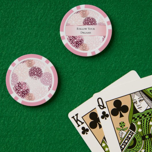 Stijlvolle Chic Pink Floral Poker Chips (Pokertafel (Dubbel))