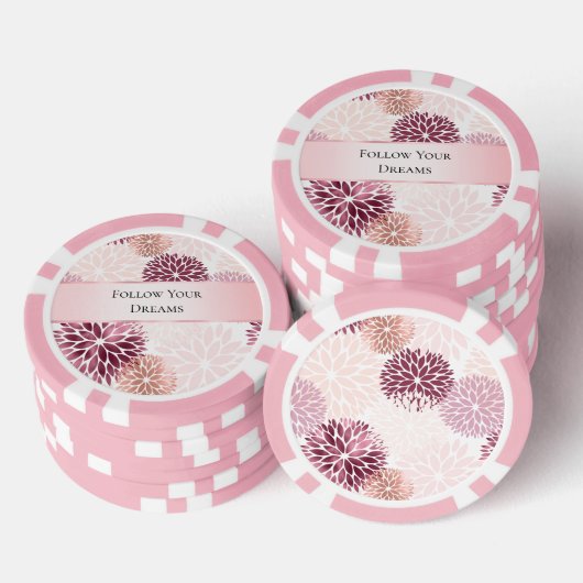 Stijlvolle Chic Pink Floral Poker Chips (Opstapeling)