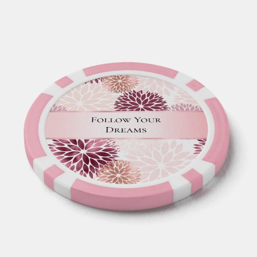 Stijlvolle Chic Pink Floral Poker Chips (Enkel)