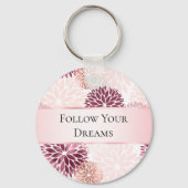 Stijlvolle Chic Pink Floral Sleutelhanger (Voorkant)