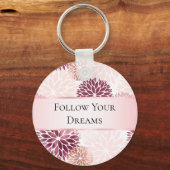 Stijlvolle Chic Pink Floral Sleutelhanger (Voorkant)
