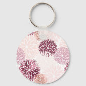 Stijlvolle Chic Pink Floral Sleutelhanger (Achterkant)