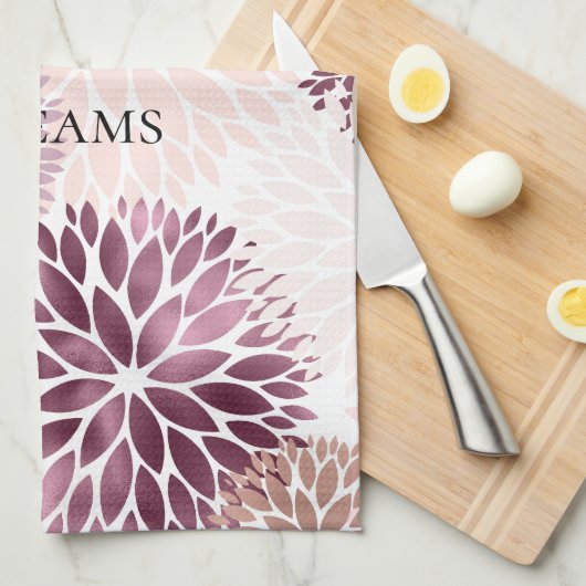 Stijlvolle Chic Pink Floral Theedoek (Quarter Fold)