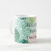 Stijlvolle Chic Pink Mint Groene Bloemen Koffiemok (Voorkant links)