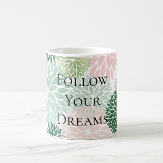 Stijlvolle Chic Pink Mint Groene Bloemen Koffiemok (Center)