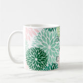 Stijlvolle Chic Pink Mint Groene Bloemen Koffiemok (Links)