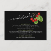Stijlvolle Chic Red Cherry Black Sage Wedding Deta Informatiekaartje (Voorkant)