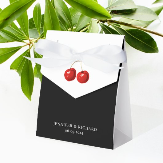 Stijlvolle  Chic Red Cherry Black White Wedding Bedankdoosjes