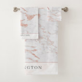 Stijlvolle Chic Roos Gold Folie Marmer Monogram Bad Handdoek (Insitu)