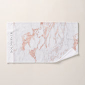 Stijlvolle Chic Roos Gold Folie Marmer Monogram Bad Handdoek (Handdoek)