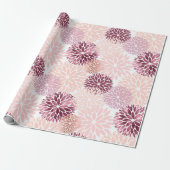 Stijlvolle Chic Roze Bloem Cadeaupapier (Uitgerold)