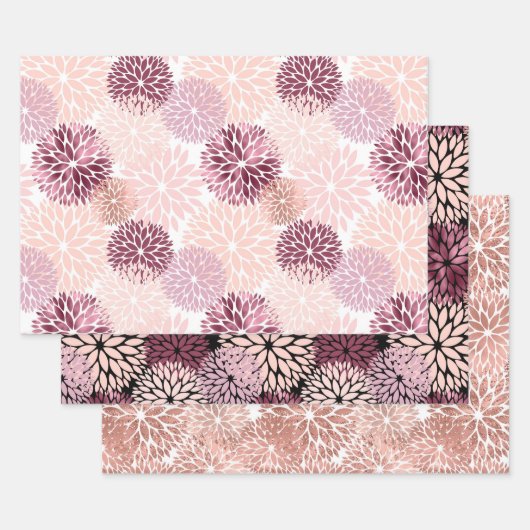 Stijlvolle Chic Roze Bloem Inpakpapier Vel (Set)