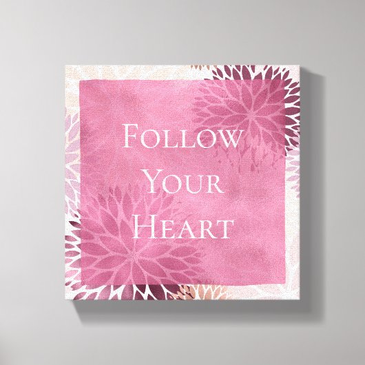 Stijlvolle Chic Roze Bloemig Canvas Afdruk (Voorkant)