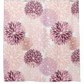 Stijlvolle Chic Roze Bloemige Bruiloftsdouche Douchegordijn (Voorkant)