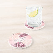 Stijlvolle chic roze bloemrijke bruids-shower zandsteen onderzetter (Zijkant)