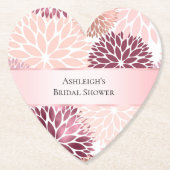 Stijlvolle Chic Roze Bloemrijke Bruidsmeisjesborre Kartonnen Onderzetters (Voorkant)