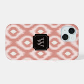 Stijlvolle Chic Roze Ivoorkleurige Diamant Ikat Mo iPhone 15 Case (Achterkant horizontaal)