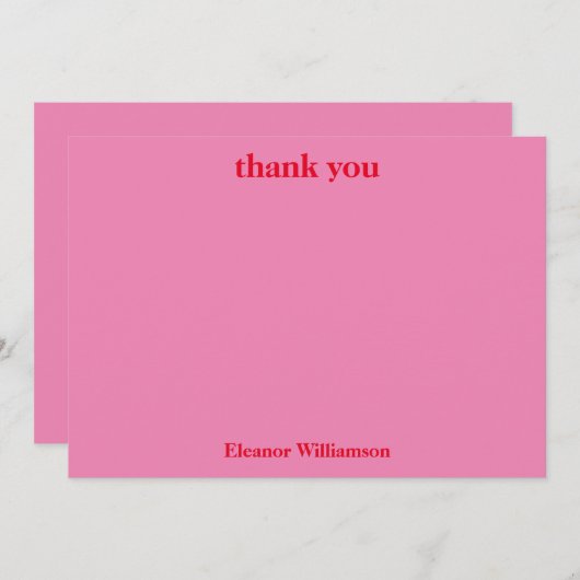 Stijlvolle chic roze rode aangepaste bruidsdouche bedankkaart (Voorkant / Achterkant)