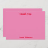 Stijlvolle Chic Roze Rood Aangepaste Bruidsdouche Bedankkaart (Voorkant / Achterkant)