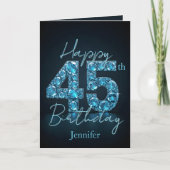 Stijlvolle Chic Sapphire Blue en Black 45th Birthd Kaart (Voorkant)