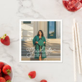 Stijlvolle Chic Script Aangepaste Foto Afstudeerfe Servet (Insitu)