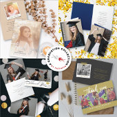 Stijlvolle Chic Script Afstudeerhoed 2 Foto Afstud Bedankkaart