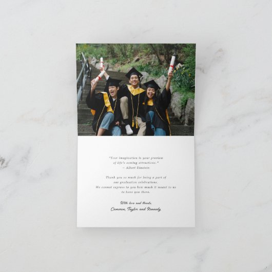 Stijlvolle Chic Script Gradup Afstuderen foto Bedankkaart (Binnen)