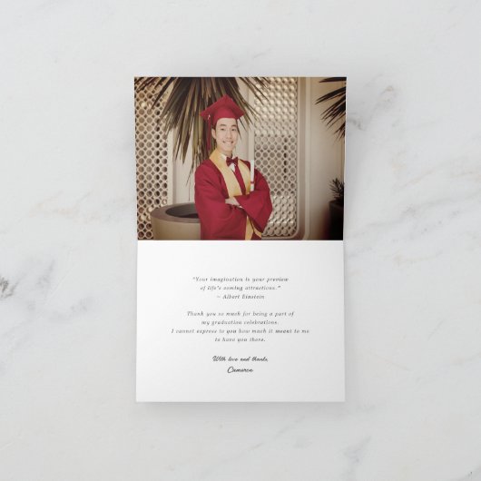 Stijlvolle Chic Script Gradup Afstuderen foto Bedankkaart (Binnen)