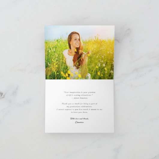 Stijlvolle Chic Script Gradup Afstuderen foto Bedankkaart (Binnen)