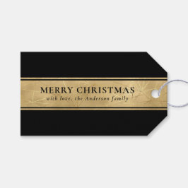 Stijlvolle Chic Simple Black en Faux Gold Kerstmis Cadeaulabel