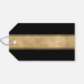 Stijlvolle Chic Simple Black en Faux Gold Kerstmis Cadeaulabel (Achterkant Horizontaal)