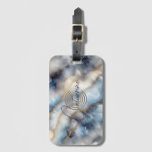 Stijlvolle Chic Swirled Blue en Gold Marble Agate Bagagelabel (Voorkant (verticaal))