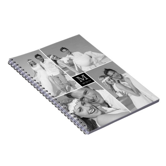 Stijlvolle Chic Vierkante Monogram Trouwfoto Colla Notitieboek (Rechterzijde)