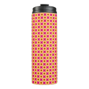 Stijlvolle Chic Yellow en Hot Pink Polka Dot. Thermosbeker