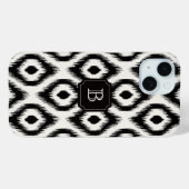 Stijlvolle Chic Zwart Ivoor Diamant Ikat Monogram Case-Mate iPhone Case (Achterkant (horizontaal))