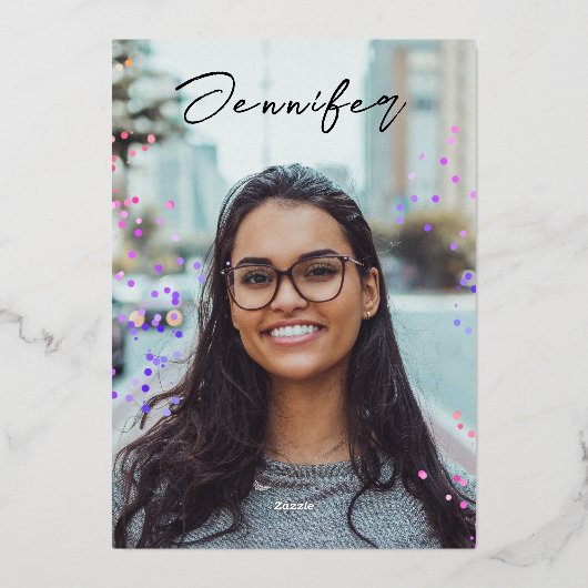 Stijlvolle Chic Zwart Roze Glitter School Afstudee Folie Uitnodiging (Achterkant)